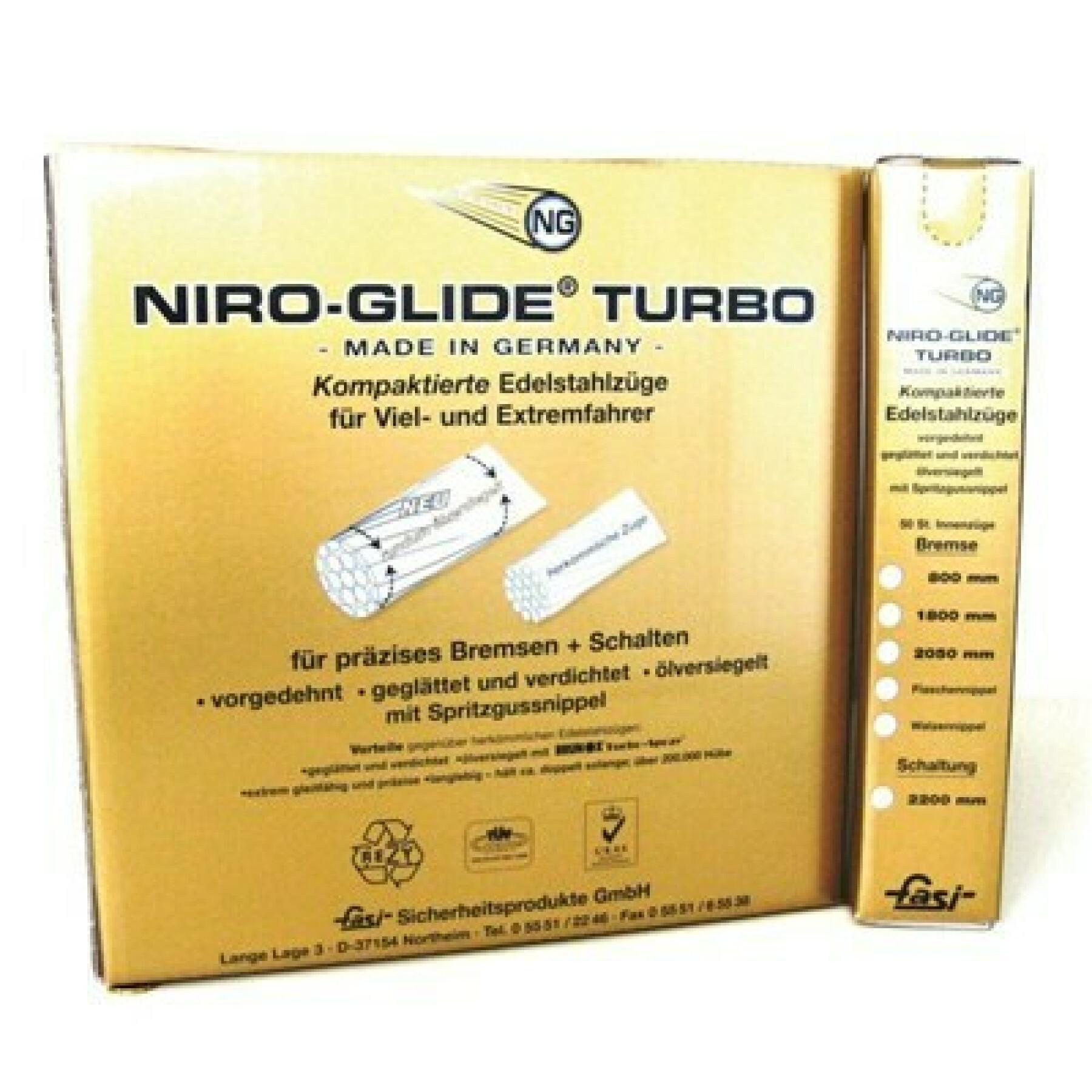 Box of 50 stainless steel brake cables Fasi Niro Glide Turbo 2050 Mmx1.5 mm