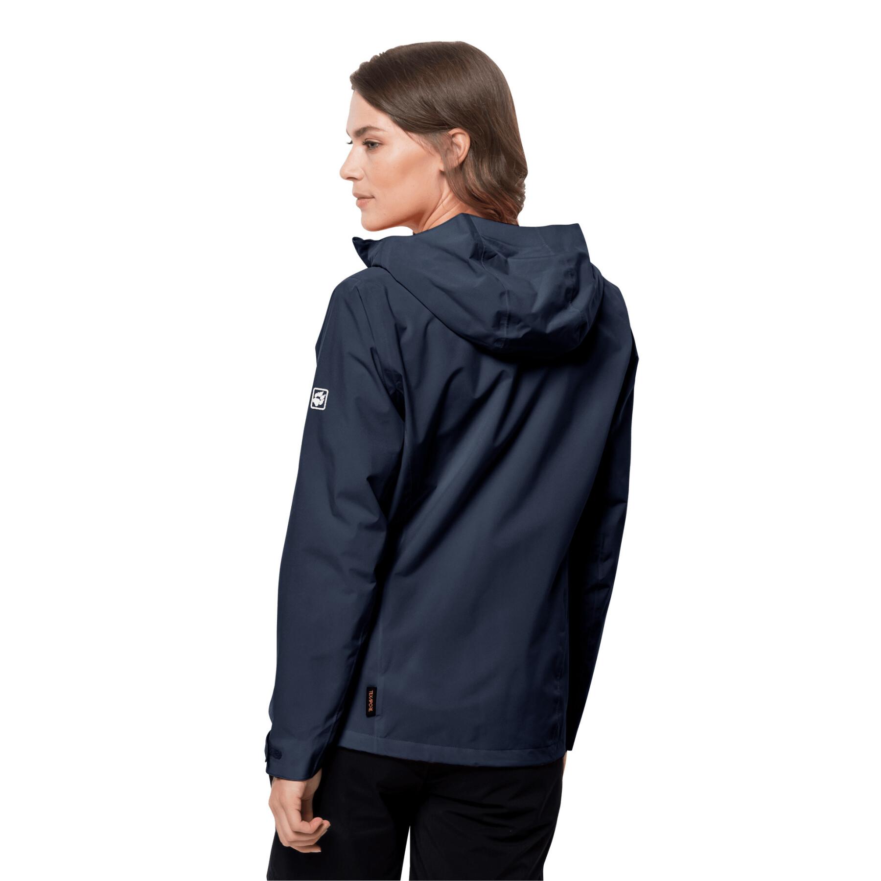 Waterproof jacket large size woman Jack Wolfskin Pack & Go shell