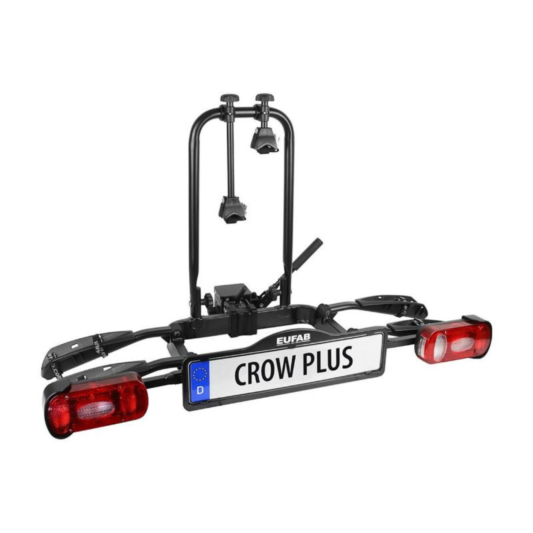 Bike carrier with tilting platform for 2 bikes rapide on the hitch - possibility of extension for 3rd bike P2R Eufab Crow Plus 50 kgs