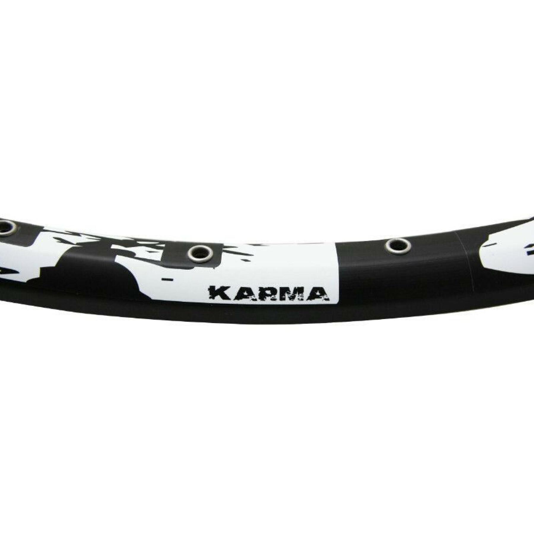 Double wall mountain bike rim with 17mm profile eyelets Velox Karma disc 21c 32t.