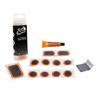 Road-city-mountain bike tire repair kit - box (11 patches + 10g glue + steel rasp) with instructions Velox